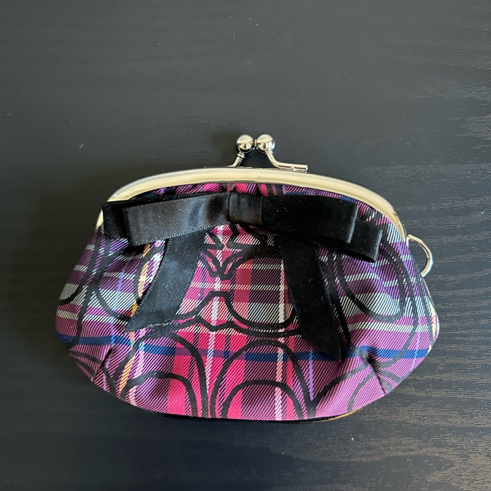 Coach Purple and Black Clutch with Geometric Design